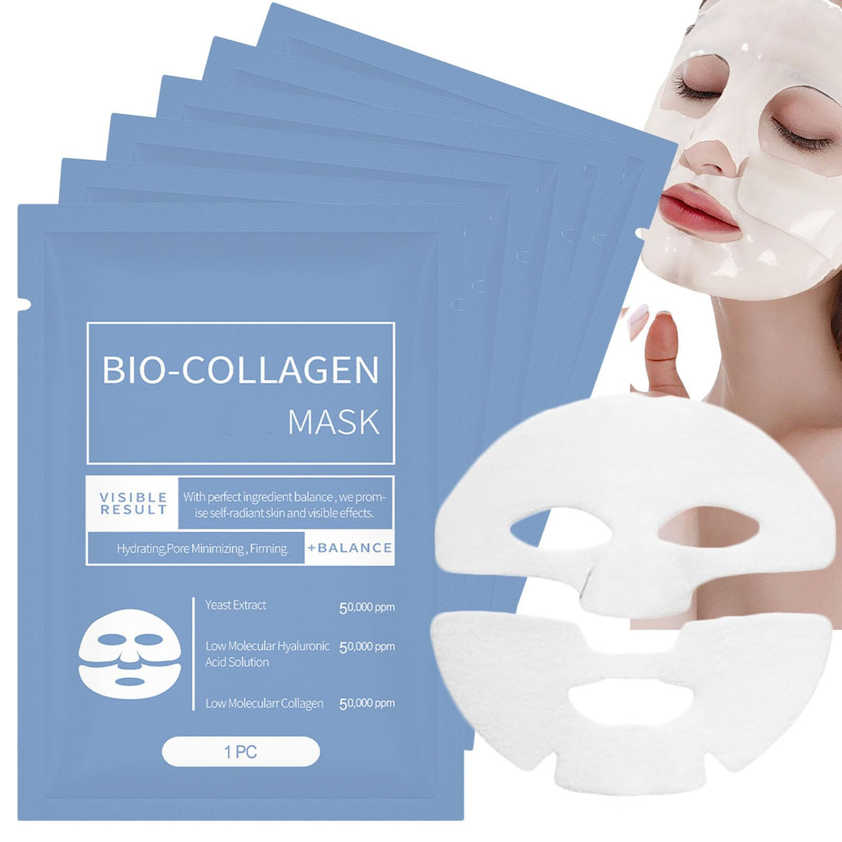 Vbolre Coco Bio Collagen Mask 6Pack Bio Collagen Face Mask Overnight Korean Face Mask Deep Collagen Anti Wrinkle Lifting Mask